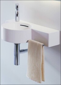 Dünnwandige Waschbecken von Laufen mit schmalen Kanten und pfiffigen Details