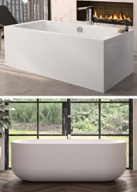 Genf oder Pod? Zwei freistehende Badewannen, wie sie unterschiedlicher kaum sein können