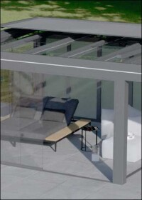 Neues Lamellendach von TS-Aluminium mit Glasdach kombinierbar