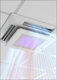 Antivirale Luftreinigung zur Nachrüstung von raumlufttechnischen Deckenkassetten