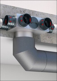 Montagefreundliches neues, deckenintegriertes KWL-Verteil-Element von Helios