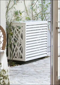 Sicht-, Vandalismus- und Wetterschutz der dekorativen Art für Wärmepumpen und Klimageräte