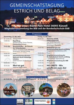 Gemeinschaftstagung Estrich und Belag Mitte Mai 2022 in Künzell