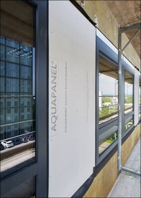 Eschborner Büro- und Gewebeimmobilie M55 u.a. mit Knauf Außenwand umgestaltet