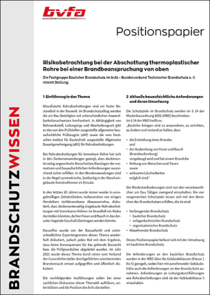 Positionspapier „Risikobetrachtung bei der Abschottung thermoplastischer Rohre bei einer Brandbeanspruchung von oben“