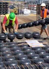 Cobiax erleichtert 100.000 m² Geschossdecke im QH Track in Berlin um ca. 20.000 t Beton