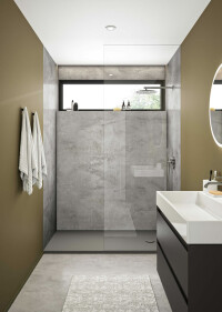 Robuste Mineralwerkstoff-Dusche von Repabad in drei Farben erhältlich