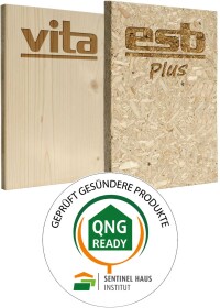 QNG ready-Zertifikat vom Sentinel Haus Institut für Elka-Holzprodukte esb Plus und Vita
