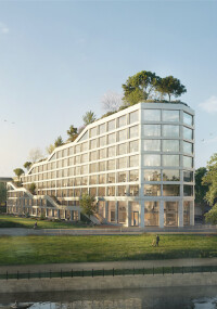 Bauwens: Dachlandschaft mit hohen Bäumen