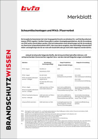 Neues bfva-Merkblatt „Schaumlöschanlagen und PFAS-/Fluorverbot“