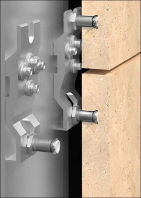 Hinterschnittener Halt für den Naturstein an der neuen Visitenkarte von Minneapolis