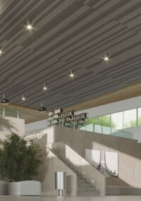 Lineares Filzdeckensystem HeartFelt Groove von Hunter Douglas