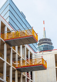 Schalungs- und Gerüstkonzept für Düsseldorfer Hochbaukomplex Pandion Officehome Rise à la PERI