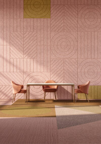 Aufeinander abgestimmt: neue Farbserie für Teppichfliesen und Akustikpaneele von Tarkett und Baux