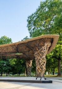 ITECH Forschungspavillon 2024: bio-basierte Hybridarchitektur aus Holz und Naturfasern