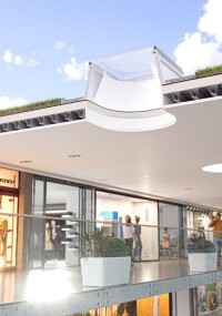 Quadratische Flachdachfenster mit runder Innenansicht von Kingspan Light + Air