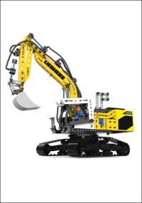 Fischertechnik bringt Liebherr R 938 Pneumatikbagger als Modellbaukasten heraus