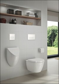 Betätigungsplatte „Oribit Glaslaminat” veredelt Designserie für WC und Urinal