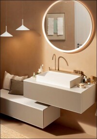Hansgrohe: Badmöbel Xevolos E erstmals mit Textilfronten