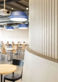 Lignotrend: Gebogene Akustikpaneele formen neue Raumidentität