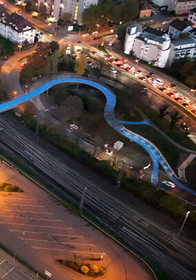 Superradwegenetz mit beheizbaren Radwegbrücken in Tübingen