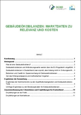Marktstudie zu Relevanz und Kosten von Gebäudeökobilanzen