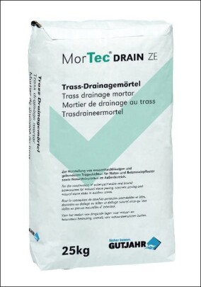 Zementärer Drainmörtel von Gutjahr für offenfugige Verlegung geeignet