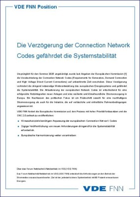 VDE FNN fordert zügige Verabschiedung der europäischen Connection Network Codes