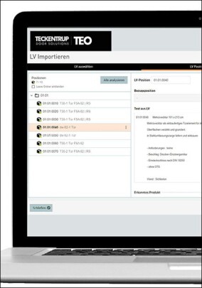 Teckentrup: TEO importiert Leistungs­verzeichnisse für Tür-Konfigu­ra­tionen