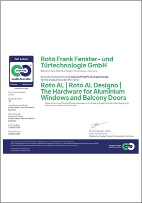 Cradle to Cradle Certified: Roto AL und Roto AL Designo